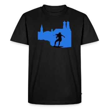 Bavarian Monkey City Surf Munich - T-shirt Premium bio Homme - noir - Devant - Nico (187cm)