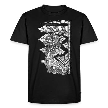 Viking Ship Boat Runes Nordic Sea Captain - T-shirt Premium bio Homme - noir - Devant - Nico (187cm)