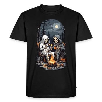 Conception de feu de camp squelette de camping Halloween - T-shirt Premium bio Homme - noir - Devant - Nico (187cm)