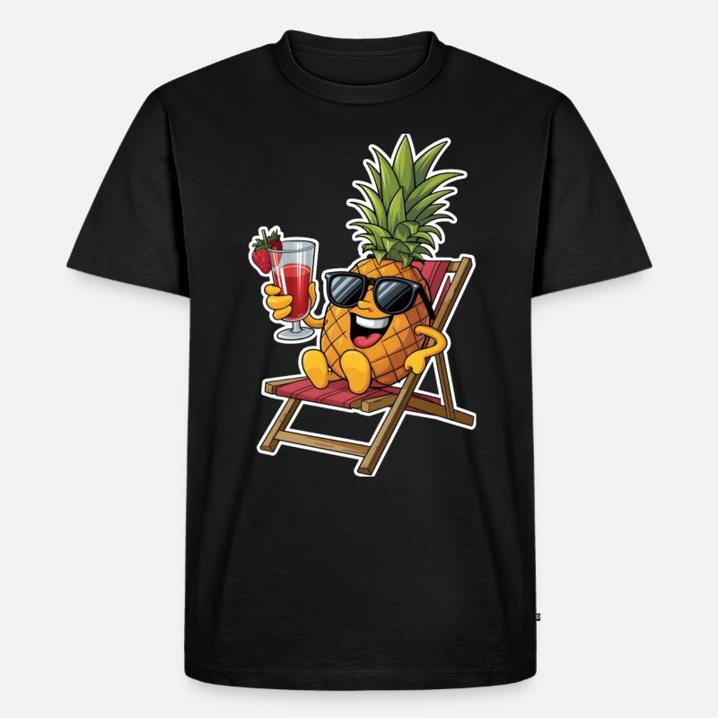 Pineapple - Männer Premium Bio T-Shirt - Schwarz