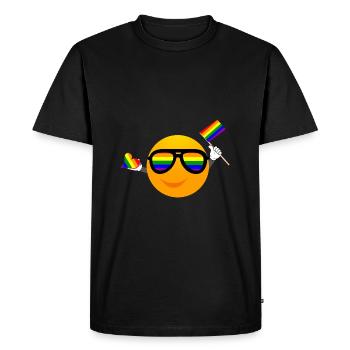 SMILE EMOTICONE LGBTQ - T-shirt Premium bio Homme - noir - Devant - Nico (187cm)