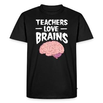 Teachers Love Brains - Cool Gift For A Teacher - Men's Premium Organic T-Shirt - black - Front - Nico (187cm)