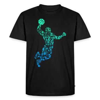 Basketball Calligram Love Joueur de basket-ball - T-shirt Premium bio Homme - noir - Devant - Nico (187cm)