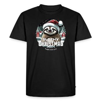Noël paresseux - Noël paresseux - T-shirt Premium bio Homme - noir - Devant - Nico (187cm)