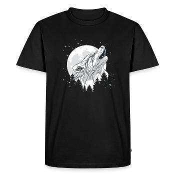 Moon with a wolf - Men's Premium Organic T-Shirt - black - Front - Nico (187cm)