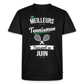 Les meilleurs tennismen naissent en Juin - T-shirt Premium bio Homme - noir - Devant - Nico (187cm)