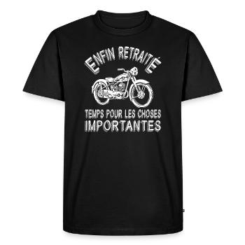 Retraite Motard - Enfin Retraité - T-shirt Premium bio Homme - noir - Devant - Nico (187cm)