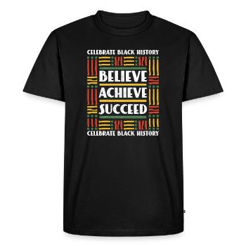 Mois de l’histoire des Noirs Believe Achieve Succeed - T-shirt Premium bio Homme - noir - Devant - Nico (187cm)