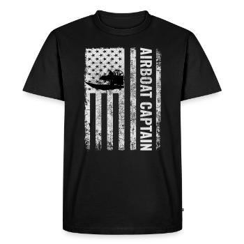 American Flag USA Airboat Airboating Captain - Men's Premium Organic T-Shirt - black - Front - Nico (187cm)