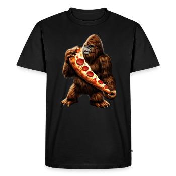 Bigfoot Pizza Party - Men's Premium Organic T-Shirt - black - Front - Nico (187cm)