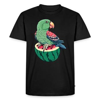 Perroquet rare sur pastèque - T-shirt Premium bio Homme - noir - Devant - Nico (187cm)