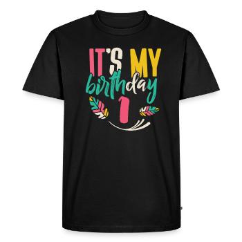 C'est mon anniversaire 1 an fête d'anniversaire - T-shirt Premium bio Homme - noir - Devant - Nico (187cm)