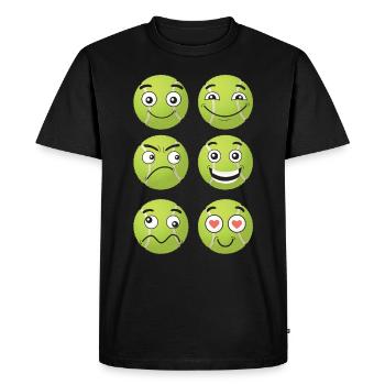Tennis Comic Visages - T-shirt Premium bio Homme - noir - Devant - Nico (187cm)