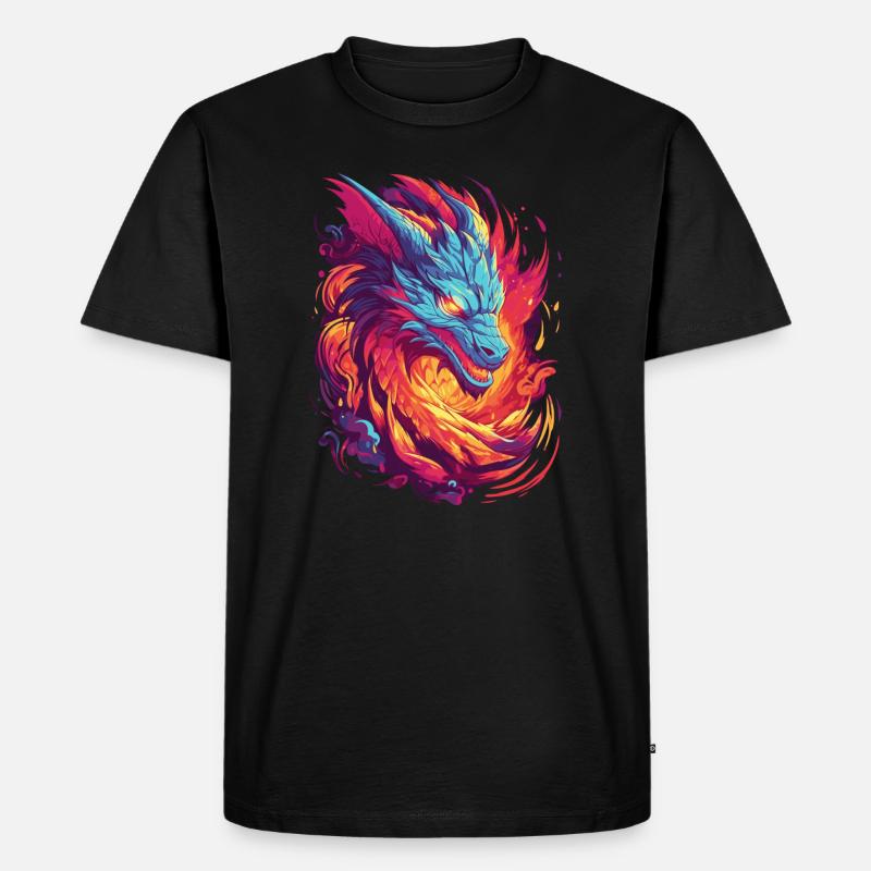 Feuerdrache - Männer Premium Bio T-Shirt - Schwarz