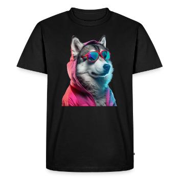 Husky avec lunettes de soleil Coloré Cool Huskies Chien - T-shirt Premium bio Homme - noir - Devant - Nico (187cm)