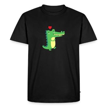 Crocodile Alligator mignon amour coeur charmant - T-shirt Premium bio Homme - noir - Devant - Nico (187cm)
