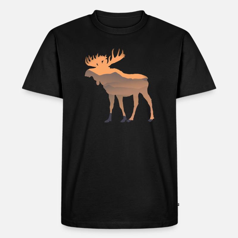 Elch - Männer Premium Bio T-Shirt - Schwarz