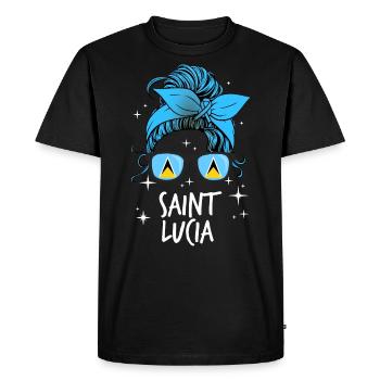 Saint Lucia - Men's Premium Organic T-Shirt - black - Front - Nico (187cm)