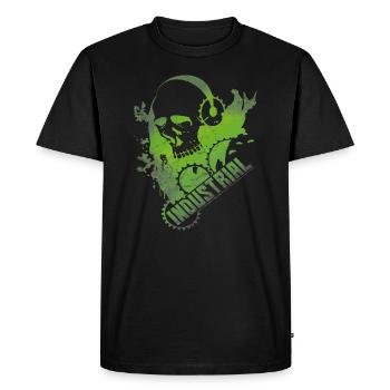 Industrial music skull with gears headphones - Men's Premium Organic T-Shirt - black - Front - Nico (187cm)