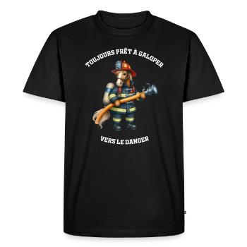 Pompier Cheval - Collection Héros - T-shirt Premium bio Homme - noir - Devant - Nico (187cm)