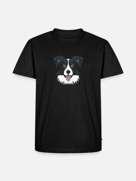 Illustration Border Collie - Männer Premium Bio T-Shirt - Schwarz