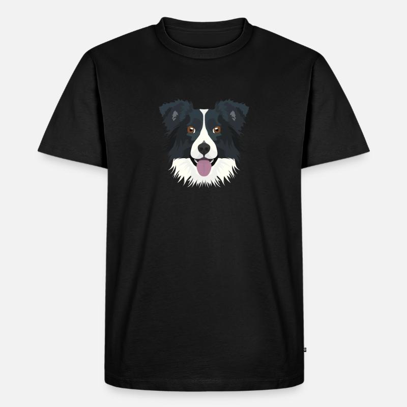 Illustration Border Collie - Männer Premium Bio T-Shirt - Schwarz