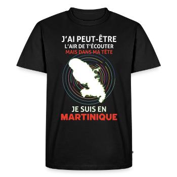 Humour Message Martinique Citation - T-shirt Premium bio Homme - noir - Devant - Nico (187cm)