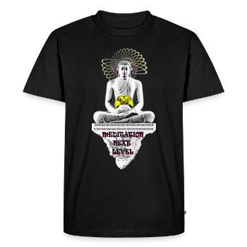 Méditation Niveau Supérieur - T-shirt Premium bio Homme - noir - Devant - Nico (187cm)