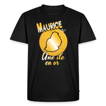 belle idée cadeau Maurice une ile en or - T-shirt Premium bio Homme - noir - Devant - Nico (187cm)