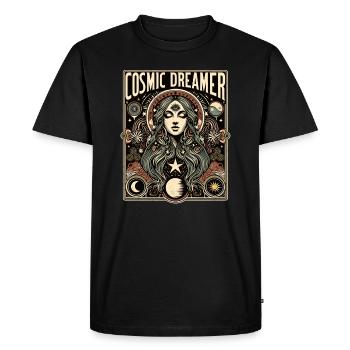 Cosmic Dreamer Mystical Art - Men's Premium Organic T-Shirt - black - Front - Nico (187cm)