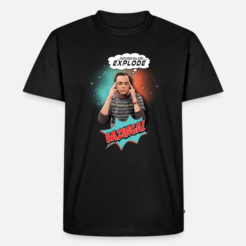 The Big Bang Theory Sheldon Explode Bazinga - Männer Premium Bio T-Shirt - Schwarz