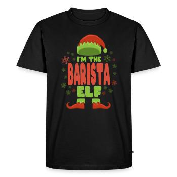 Barista Christmas Elf - Men's Premium Organic T-Shirt - black - Front - Nico (187cm)
