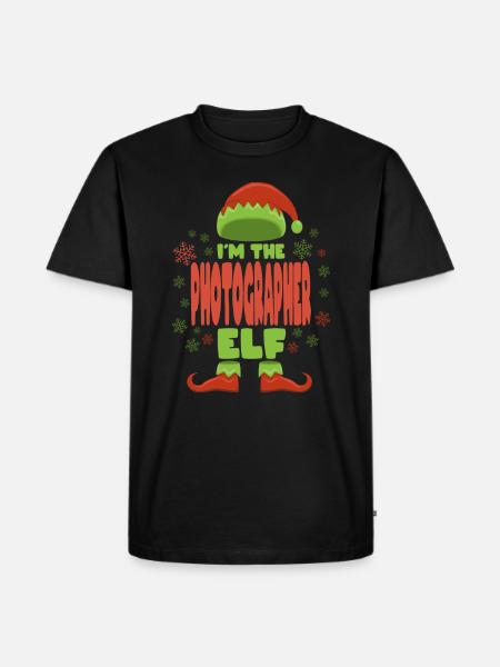 Fotograf Weihnachtself - Männer Premium Bio T-Shirt - Schwarz