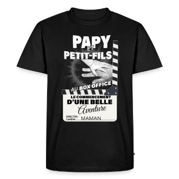 Papy et Petit fils Au Box Office Cadeau Naissance - T-shirt Premium bio Homme - noir - Devant - Nico (187cm)
