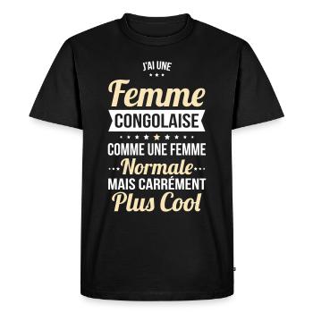 J'ai une femme Congolaise plus cool - T-shirt Premium bio Homme - noir - Devant - Nico (187cm)