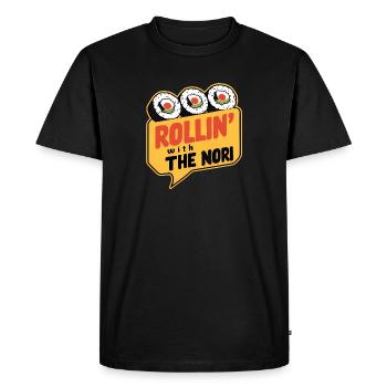 Speech Bubble Sushi - Men's Premium Organic T-Shirt - black - Front - Nico (187cm)