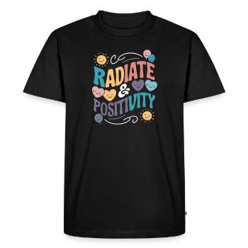 Rayonnez de positivité - T-shirt Premium bio Homme - noir - Devant - Nico (187cm)