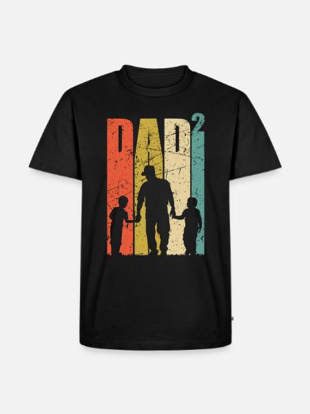 Papa Shirt zwei Söhne zweifacher Vater Geschenk - Männer Premium Bio T-Shirt - Schwarz
