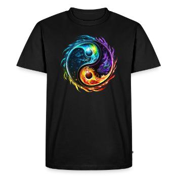 Symbole Yin Yang, Éléments, Tao, Chi, Spiritualité - T-shirt Premium bio Homme - noir - Devant - Nico (187cm)