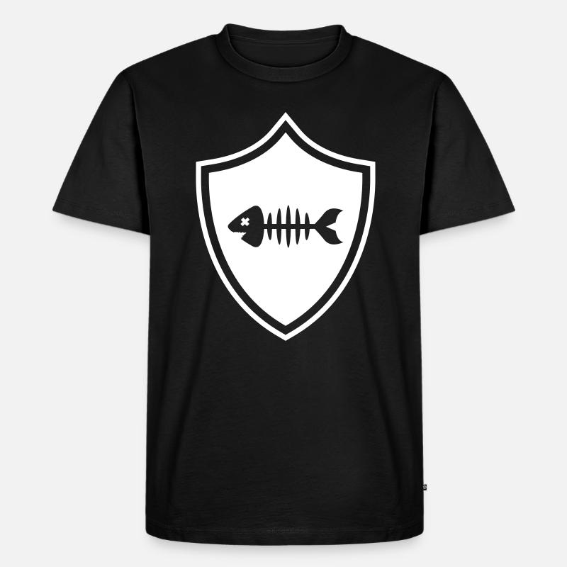 Fisch Wappen Knochen Gräte - Männer Premium Bio T-Shirt - Schwarz