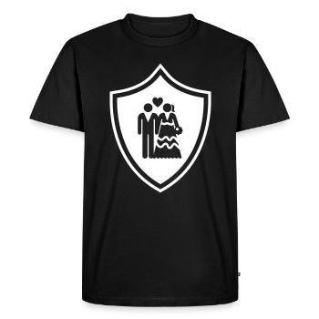 Couple Armoiries de mariage Couple - T-shirt Premium bio Homme - noir - Devant - Nico (187cm)