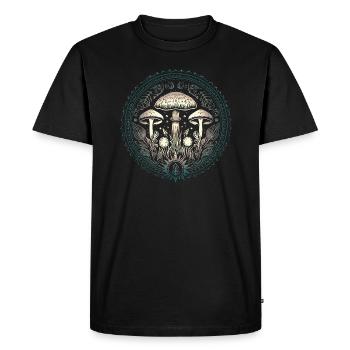 Champignons, Champignons magiques, Automne, Forêt, Nature - T-shirt Premium bio Homme - noir - Devant - Nico (187cm)