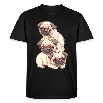 Pile de carlins - T-shirt Premium bio Homme - noir - Devant - Nico (187cm)