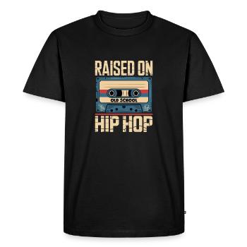 Grew up with old school hip hop cassette beats - Men's Premium Organic T-Shirt - black - Front - Nico (187cm)