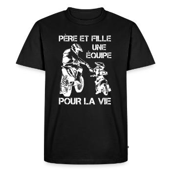 Moto Père Et Fille Une Équipe Pour La Vie Biking - T-shirt Premium bio Homme - noir - Devant - Nico (187cm)