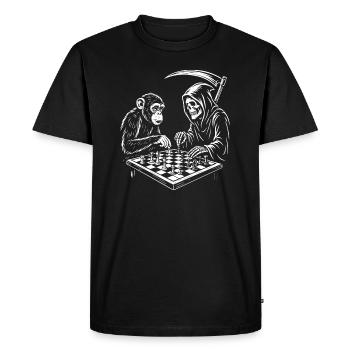 Grim Reaper joue aux échecs avec un chimpanzé - T-shirt Premium bio Homme - noir - Devant - Nico (187cm)