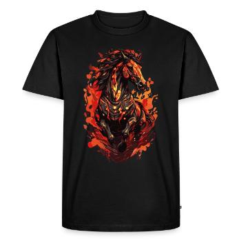 Cheval, Poney mystique, Enfer, Feu, Flamme - T-shirt Premium bio Homme - noir - Devant - Nico (187cm)