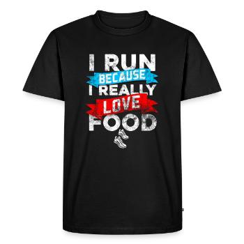 I run because i really love food Running Sports - Männer Premium Bio T-Shirt - Schwarz - Vorne - Nico (187cm)