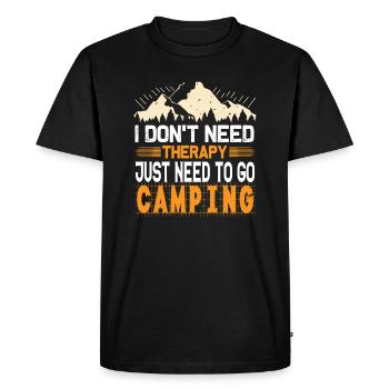 Le camping est ma thérapie - camping-car, tente - T-shirt Premium bio Homme - noir - Devant - Nico (187cm)
