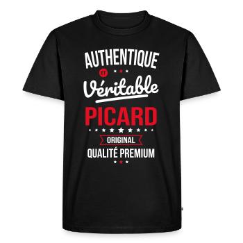 Authentique et véritable Picard - Original - T-shirt Premium bio Homme - noir - Devant - Nico (187cm)